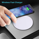 10W QI Plaid Pattern Round Plastic Wireless Charger (White)
