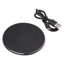 10W QI Plaid Pattern Round Metal Wireless Charger (Black)
