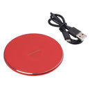 10W QI Plaid Pattern Round Metal Wireless Charger (Red)