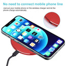 10W QI Plaid Pattern Round Metal Wireless Charger (Red)