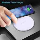 10W QI Plaid Pattern Round Metal Wireless Charger (White)