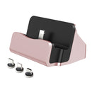 XBX-01 3 in 1 8 Pin + USB-C / Type-C + Micro USB Port Magnetic Charging Base(Pink)