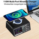 X9D 110W Multi-ports Smart Charger Station + Wireless Charger AC100-240V, US Plug (Black)