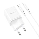 Borofone BN6 PD 20W Single Port Travel Charger with Type-C / USB-C to 8 Pin Cable, EU Plug(White)