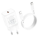 Borofone BN6 PD 20W Single Port Travel Charger with Type-C / USB-C to 8 Pin Cable, EU Plug(White)