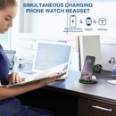 W-02C Magnetic Vertical 3 In 1 Wireless Charger,EU Plug (Black)