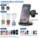 W-02C Magnetic Vertical 3 In 1 Wireless Charger,EU Plug (Black)