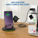 W-02C Magnetic Vertical 3 In 1 Wireless Charger,US Plug (Black)