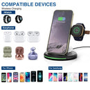 W-02C Magnetic Vertical 3 In 1 Wireless Charger,US Plug (Black)