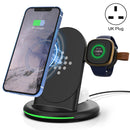 W-02C Magnetic Vertical 3 In 1 Wireless Charger,UK Plug (Black)