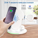 W-02C Magnetic Vertical 3 In 1 Wireless Charger,UK Plug (White)