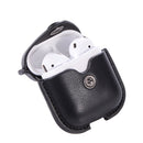 PU Leather Wireless Bluetooth Earphone Protective Case for Apple AirPods 1 / 2, with Metal Buckle(Black)