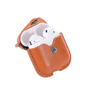 PU Leather Wireless Bluetooth Earphone Protective Case for Apple AirPods 1 / 2, with Metal Buckle(Light Brown)
