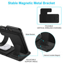 Q20 4 In 1 Wireless Charger Charging Holder Stand Station For iPhone / Apple Watch / AirPods, Support Dual Phones Charging (Black)