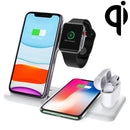 Q20 4 In 1 Wireless Charger Charging Holder Stand Station with Adapter For iPhone / Apple Watch / AirPods, Support Dual Phones Charging (White)