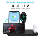 Q20 4 In 1 Wireless Charger Charging Holder Stand Station with Adapter For iPhone / Apple Watch / AirPods, Support Dual Phones Charging (White)