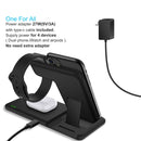Q20 4 In 1 Wireless Charger Charging Holder Stand Station with Adapter For iPhone / Apple Watch / AirPods, Support Dual Phones Charging (White)