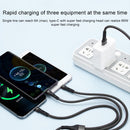 100W 6A Type-C to 8 Pin+Type-C+Micro USB Charging Data Cable, 1.3m(Blue)