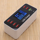 A9 Plus (Global Version) Multi-function AC 100V~240V 8 Ports USB Digital Display LCD Detachable Charging Station Smart Charger with Wireless Charger,Support QC3.0 (White)