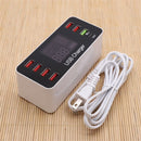 A9 Plus (Global Version) Multi-function AC 100V~240V 8 Ports USB Digital Display LCD Detachable Charging Station Smart Charger with Wireless Charger,Support QC3.0 (White)
