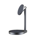 WiWU Power Air X25 2 in 1 Magnetic Wireless Charger Base for Mobile Phones & AirPods (Grey)