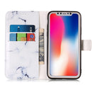 For iPhone X / XS White Marble Pattern Horizontal Flip Leather Case with Holder & Card Slots & Wallet