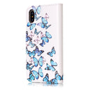 For iPhone X / XS Small Blue Butterflies Pattern Horizontal Flip Leather Case with Holder & Card Slots & Wallet