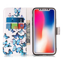 For iPhone X / XS Small Blue Butterflies Pattern Horizontal Flip Leather Case with Holder & Card Slots & Wallet