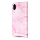 For iPhone X / XS Pink Marble Pattern Horizontal Flip Leather Case with Holder & Card Slots & Wallet