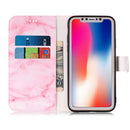 For iPhone X / XS Pink Marble Pattern Horizontal Flip Leather Case with Holder & Card Slots & Wallet