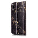 For iPhone X / XS Black Gold Marble Pattern Horizontal Flip Leather Case with Holder & Card Slots & Wallet