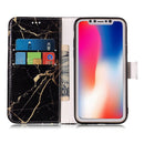 For iPhone X / XS Black Gold Marble Pattern Horizontal Flip Leather Case with Holder & Card Slots & Wallet