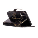 For iPhone X / XS Black Gold Marble Pattern Horizontal Flip Leather Case with Holder & Card Slots & Wallet
