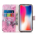 For iPhone X / XS Pink Seawater Pattern Horizontal Flip Leather Case with Holder & Card Slots & Wallet