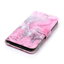 For iPhone X / XS Pink Seawater Pattern Horizontal Flip Leather Case with Holder & Card Slots & Wallet