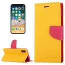 GOOSPERY FANCY DIARY for iPhone X / XS Cross Texture Horizontal Flip Leather Case with Card Slots & Wallet & Holder(Yellow)