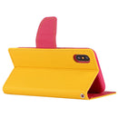 GOOSPERY FANCY DIARY for iPhone X / XS Cross Texture Horizontal Flip Leather Case with Card Slots & Wallet & Holder(Yellow)