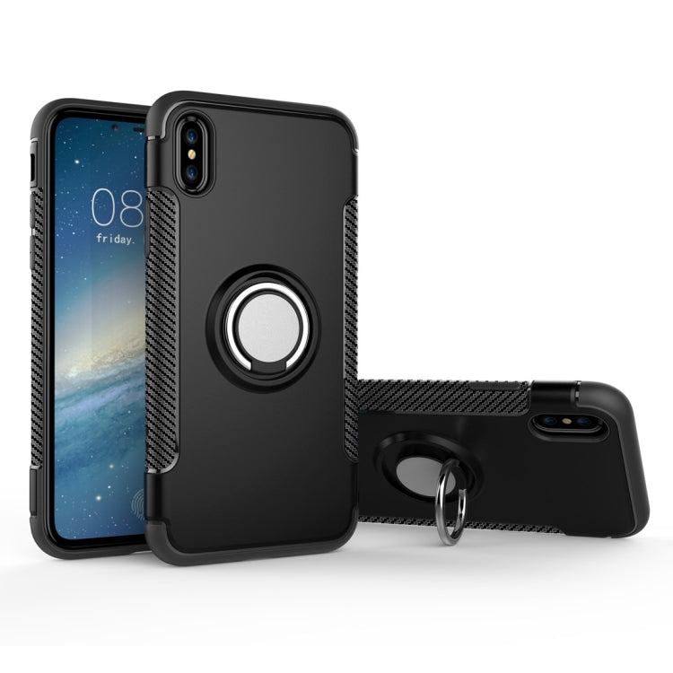 For iPhone X / XS Magnetic 360 Degree Rotation Ring Armor Protective Case(Black)