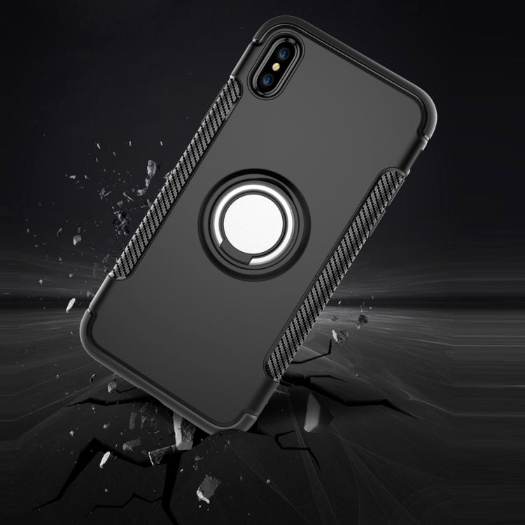 For iPhone X / XS Magnetic 360 Degree Rotation Ring Armor Protective Case(Black)