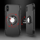 For iPhone X / XS Magnetic 360 Degree Rotation Ring Armor Protective Case(Blue)