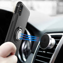 For iPhone X / XS Magnetic 360 Degree Rotation Ring Armor Protective Case(Navy Blue)