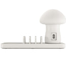 HQ-UD12 Universal 4 in 1 40W QC3.0 3 USB Ports + Wireless Charger Mobile Phone Charging Station with Mushroom Shape LED Light, Length: 1.2m, US Plug (White)