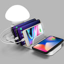HQ-UD12 Universal 4 in 1 40W QC3.0 3 USB Ports + Wireless Charger Mobile Phone Charging Station with Mushroom Shape LED Light, Length: 1.2m, EU Plug(White)