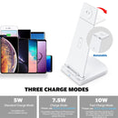10W 3 in 1 QC 3.0 Vertical Multi-function Wireless Charger with Stand Function, Suitable for Mobile Phones / Apple Watch / AirPods (Black)