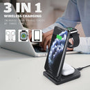10W 3 in 1 QC 3.0 Vertical Multi-function Wireless Charger with Stand Function, Suitable for Mobile Phones / Apple Watch / AirPods (White)