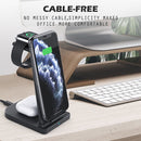 10W 3 in 1 QC 3.0 Vertical Multi-function Wireless Charger with Stand Function, Suitable for Mobile Phones / Apple Watch / AirPods (White)
