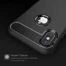 For iPhone X / XS Carbon Fiber TPU Brushed Texture Shockproof Protective Back Cover Case(Black)