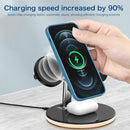 3 in 1 15W Multi-function Magnetic Wireless Charger for Mobile Phones & Apple Watches & AirPods 1 / 2 / Pro, with Colorful LED Light(White)