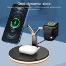3 in 1 15W Multi-function Magnetic Wireless Charger for Mobile Phones & Apple Watches & AirPods 1 / 2 / Pro, with Colorful LED Light(White)