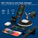 3 in 1 15W Multi-function Magnetic Wireless Charger for Mobile Phones & Apple Watches & AirPods 1 / 2 / Pro, with Colorful LED Light(White)